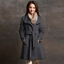 淘金币冬季新品 奢华纯羊毛呢料 保暖舒适 优雅 高档羊毛呢料外套